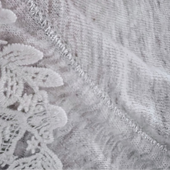 Sundance Oatmeal Lace Applique Linen Letty Shirt Silver Thread Seaming Summer - Picture 9 of 12